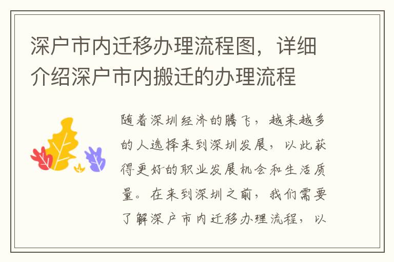 深户市内迁移办理流程图，详细介绍深户市内搬