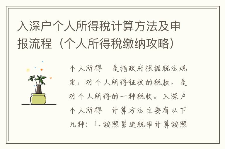 入深户个人所得稅计算方法及申报流程（个人所得稅缴纳攻略）