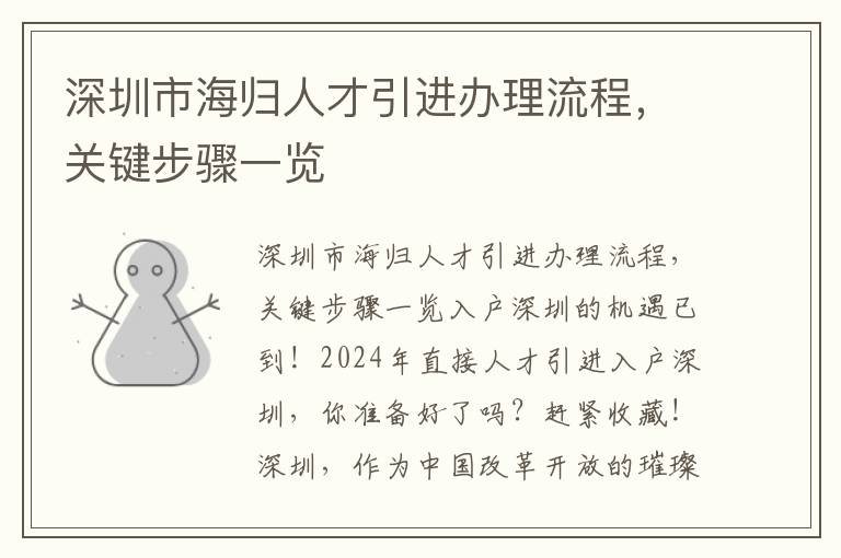 深圳市海归人才引进办理流程，关键步骤一览