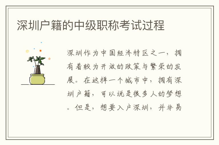 深圳户籍的中级职称考试过程