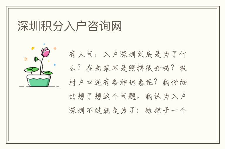 深圳积分入户咨询网