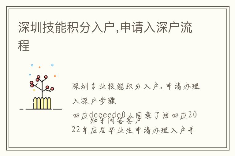深圳技能积分入户,申请入深户流程