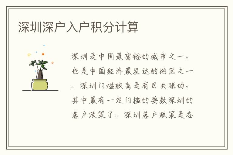 深圳深户入户积分计算