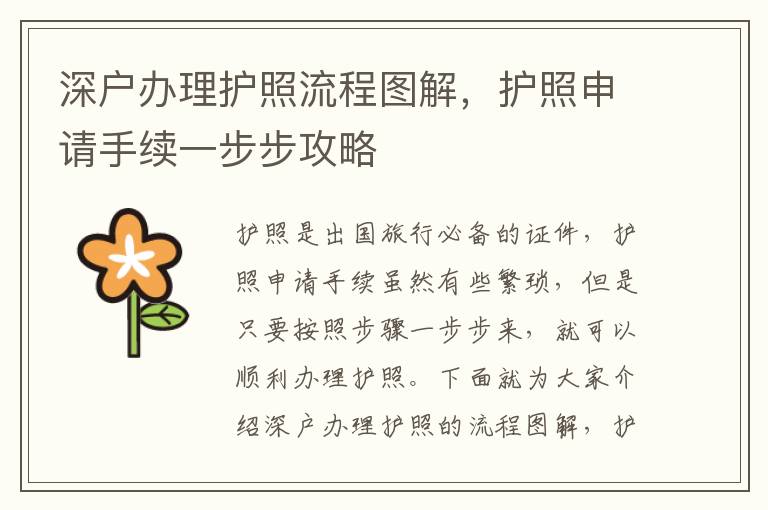 深户办理护照流程图解，护照申请手续一步步攻略