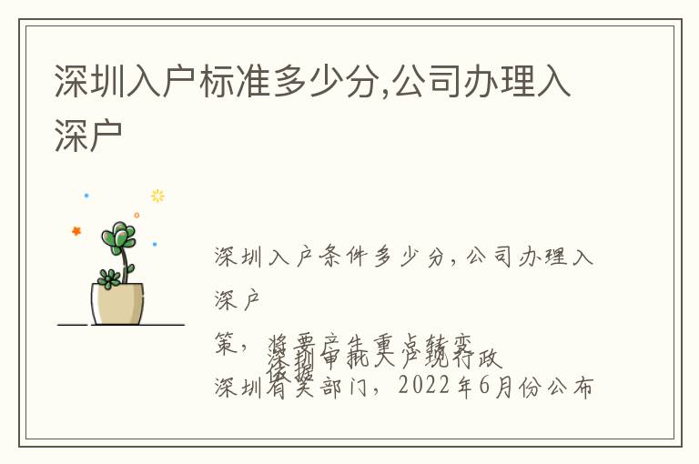 深圳入户标准多少分,公司办理入深户