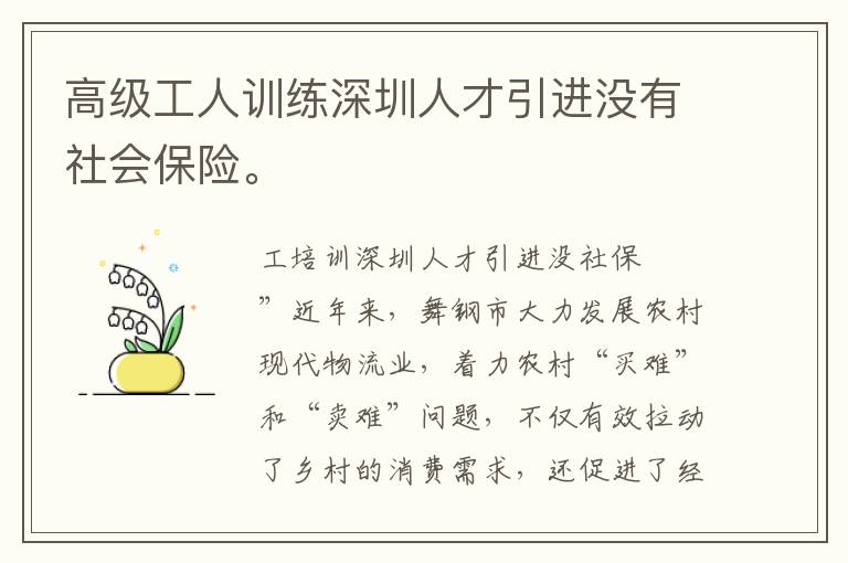 高级工人训练深圳人才引进没有社会保险。
