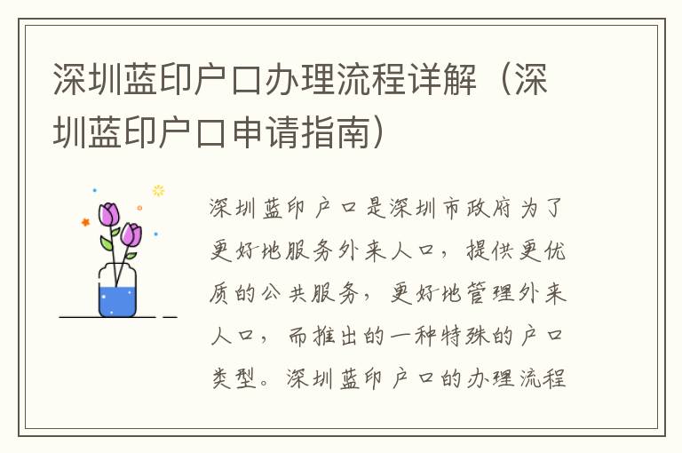 深圳蓝印户口办理流程详解（深圳蓝印户口申请指南）