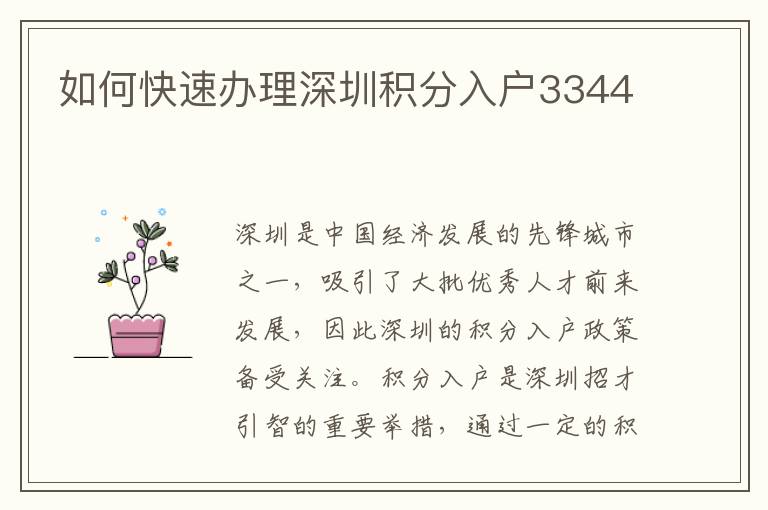 如何快速办理深圳积分入户3344