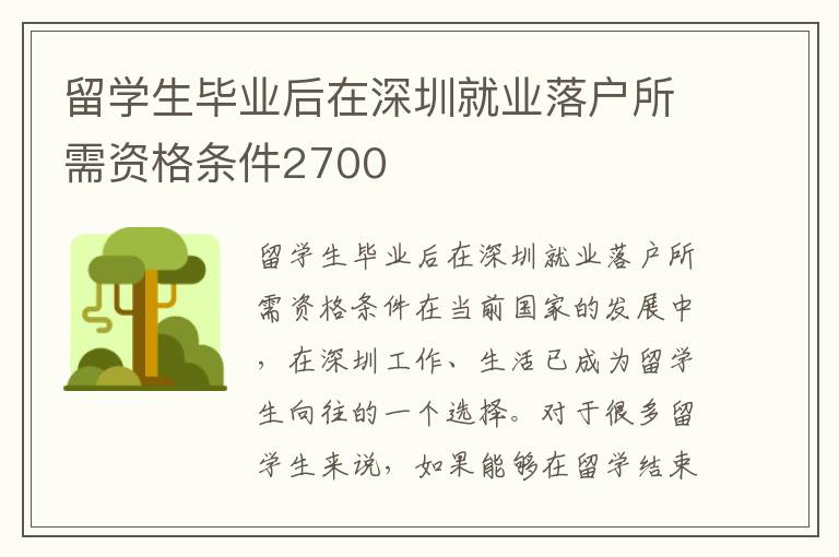 留学生毕业后在深圳就业落户所需资格条件27