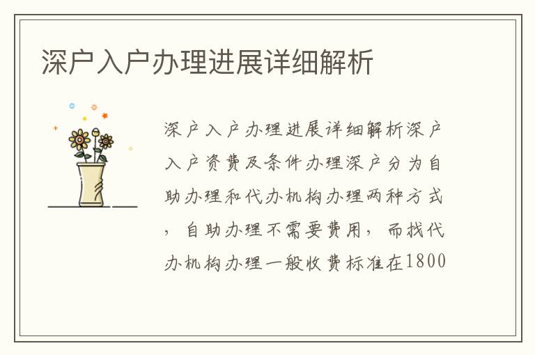深户入户办理进展详细解析