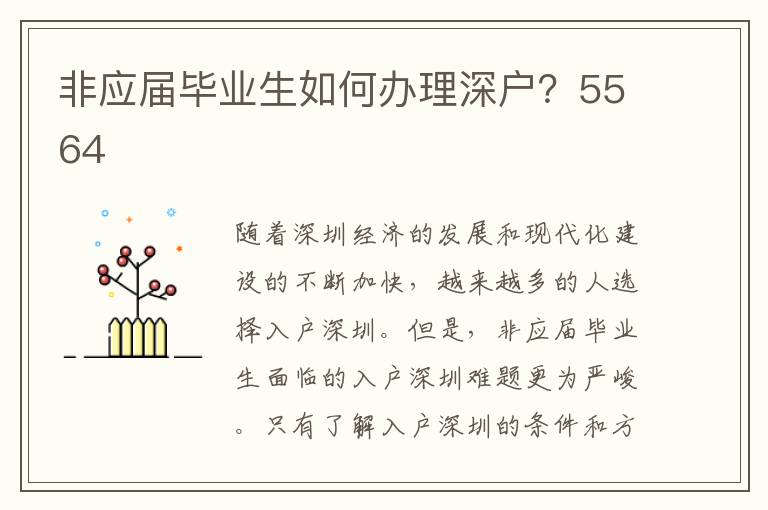 非应届毕业生如何办理深户？5564