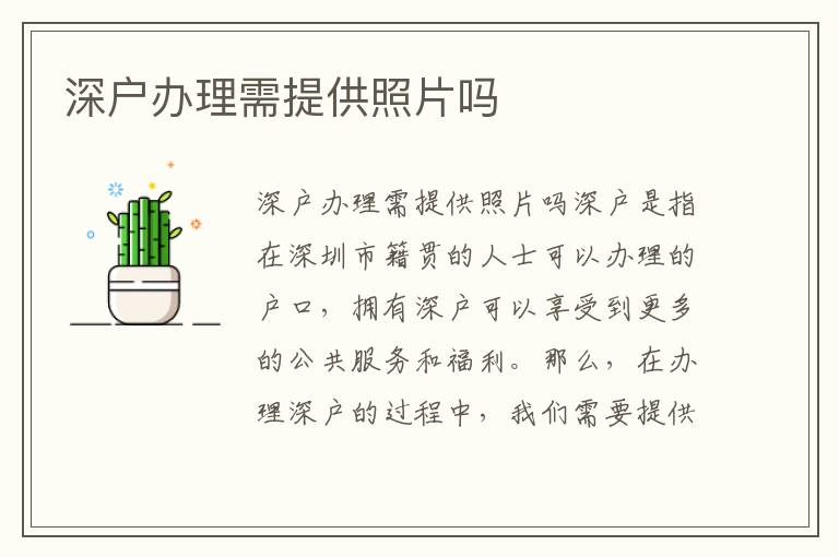 深户办理需提供照片吗