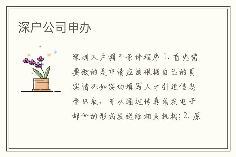深户公司申办