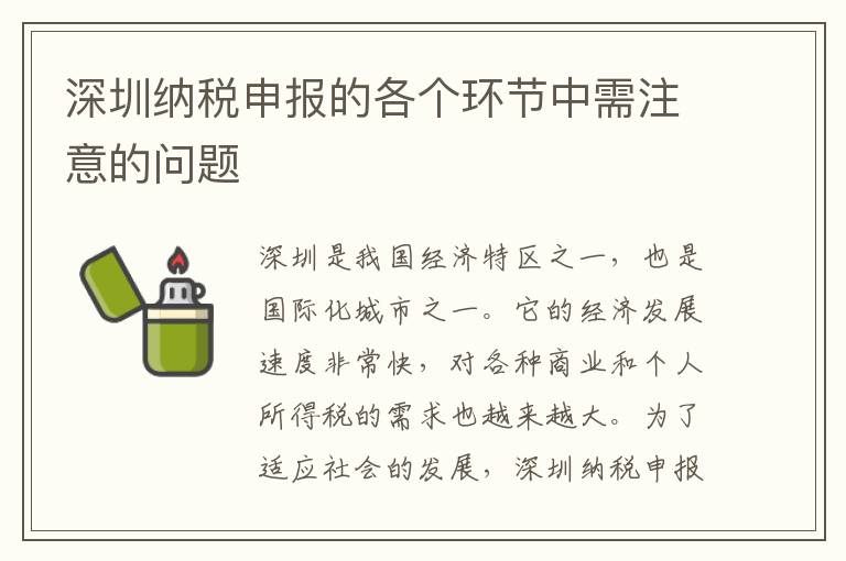 深圳纳税申报的各个环节中需注意的问题