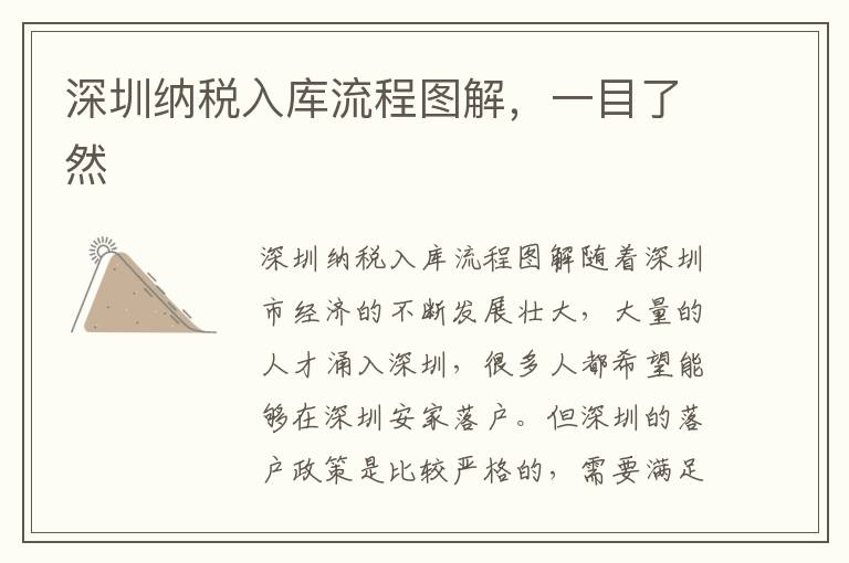 深圳纳税入库流程图解，一目了然